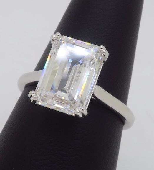 Certified 4.59CT Emerald Cut Diamond Solitaire Ring