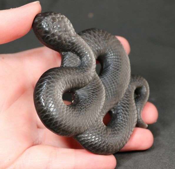 Shifting 365ct Obsidian Detailed Snake Carving