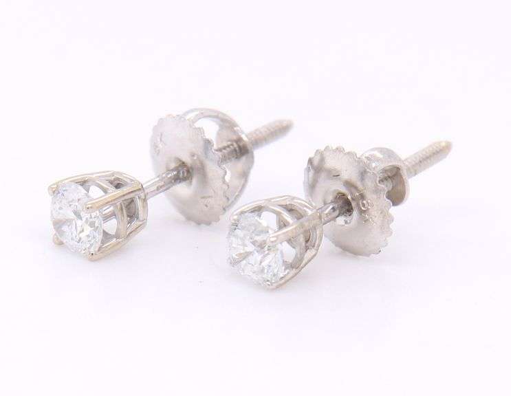 Elegant White Gold Round Brilliant Cut Diamond Stud Earrings