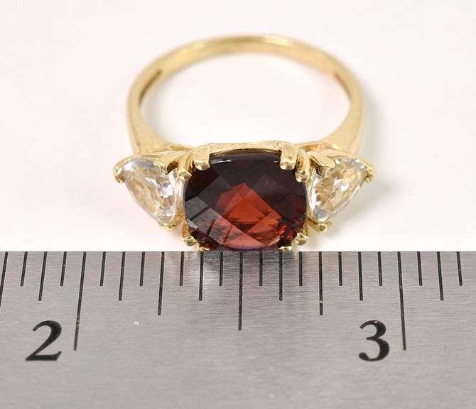 Mesmerizing Garnet and White Topaz Ring in 14K Yellow Gold