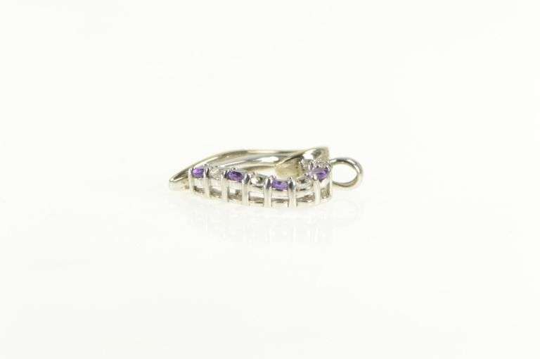 Sterling Silver Two Tone 10k Amethyst Cubic Zirconia Heart Pendant