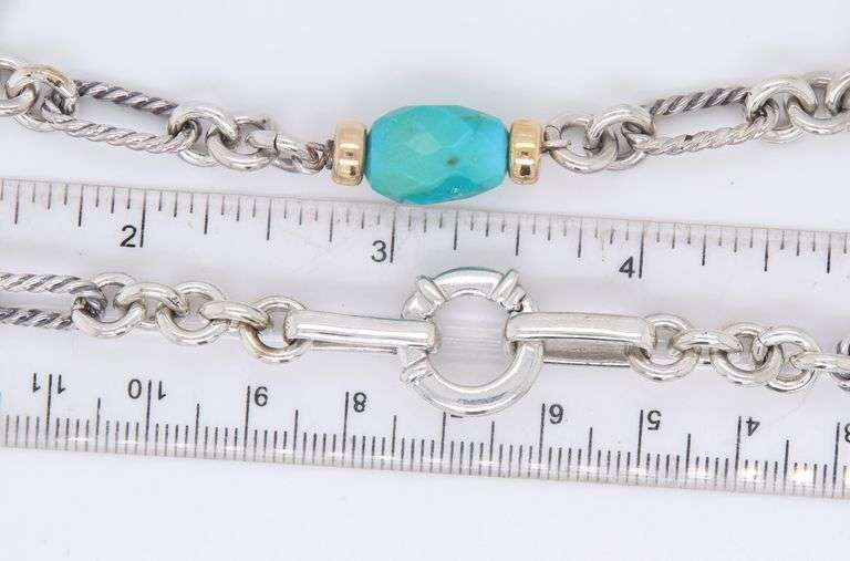 David Yurman Turquoise Figaro Link Chain Necklace