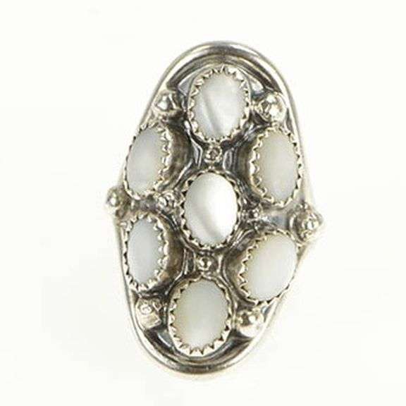 Sterling Silver L Henderson Southwestern Mother of Pearl Ring