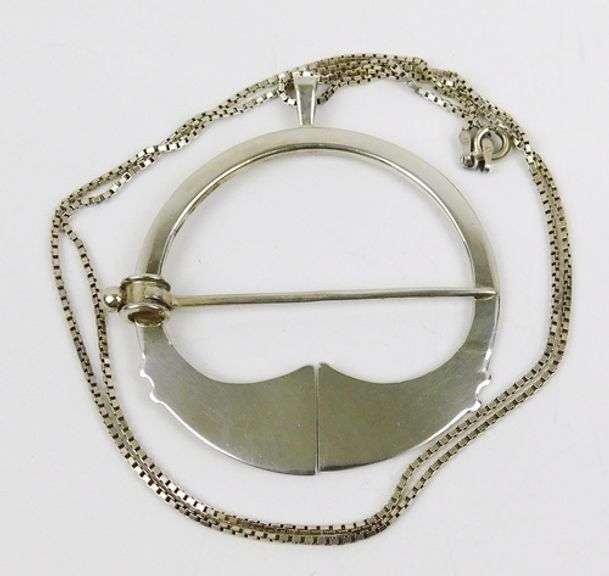 Antique Sterling Silver Celtic Buckle Pendant & Chain