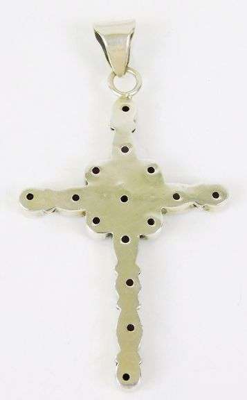 Large Sterling Silver Garnet Cross