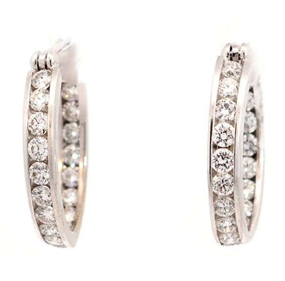 1.10ctw Diamond Inside Out Hoop Earrings in 14K
