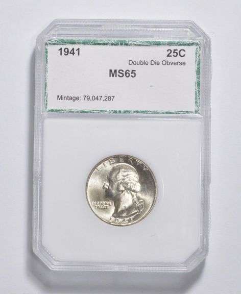 MS65 1941 Washington Quarter - Double Die OBV - Graded PCI