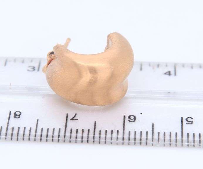 Nice 18kt Rose Gold Textured Half Hoop Earrings