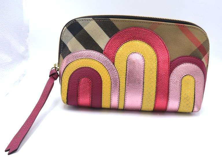 Burberry Halton Pop Element Bright Pink and Check Make up Bag