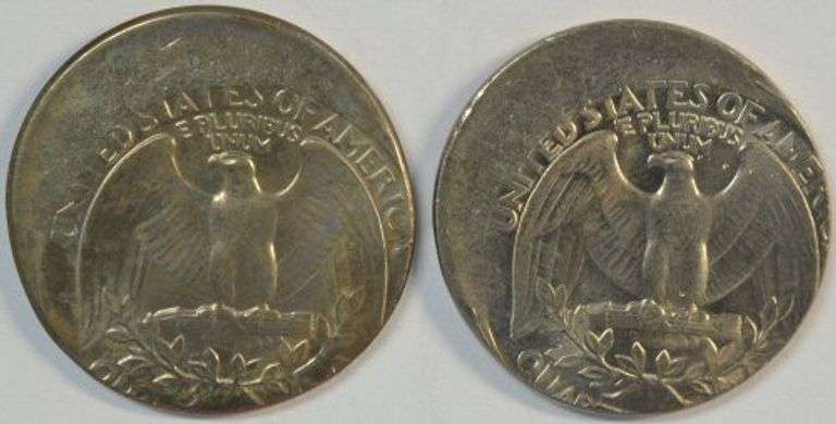 2 GEM BU DRAMATIC OFF-CENTER 1985 & 1989 Washington Quarter ERRORS