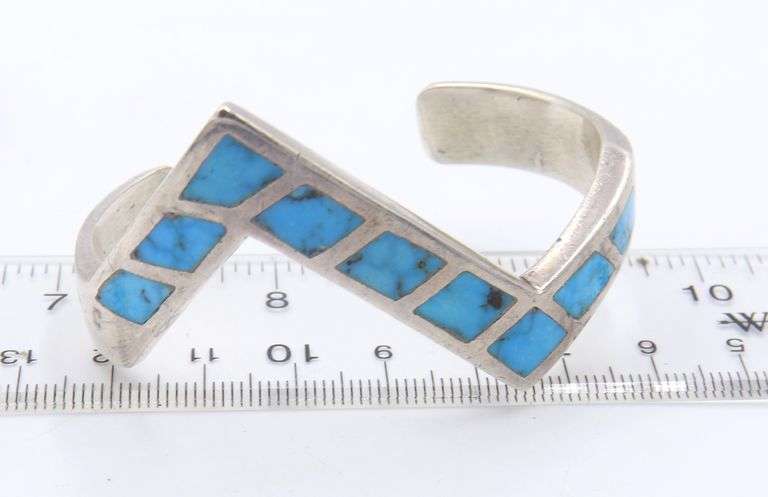 Lot of 2 Vintage 925 Sterling Silver Turquoise Cuff Bangles