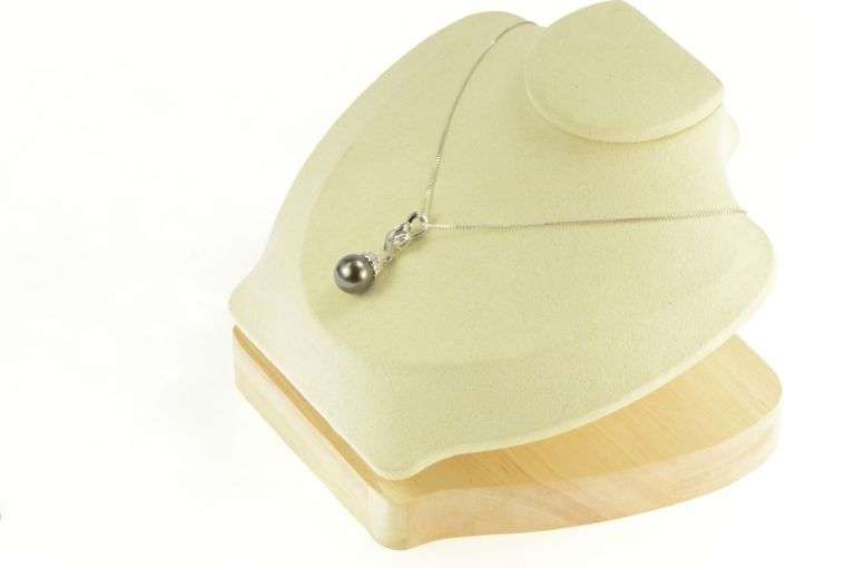 18K White Gold Black Tahitian Pearl 0.75 Ctw Diamond Drop Pendant