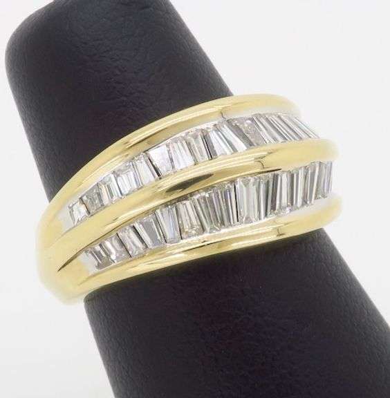 18k Yellow Gold Diamond Wave Ring