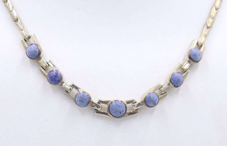 Vintage 925 Sterling Silver Lapis Necklace