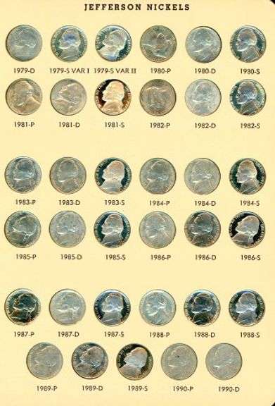 Album of 104 Jefferson Nickels 1938-2002 w/War Nickels