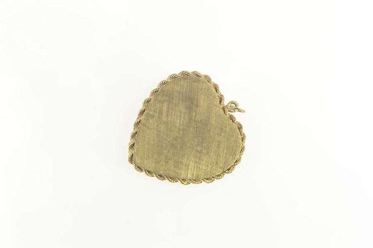 14K Yellow Gold 1960's Diamond Heart Flower Photo Locket Charm/Pendant