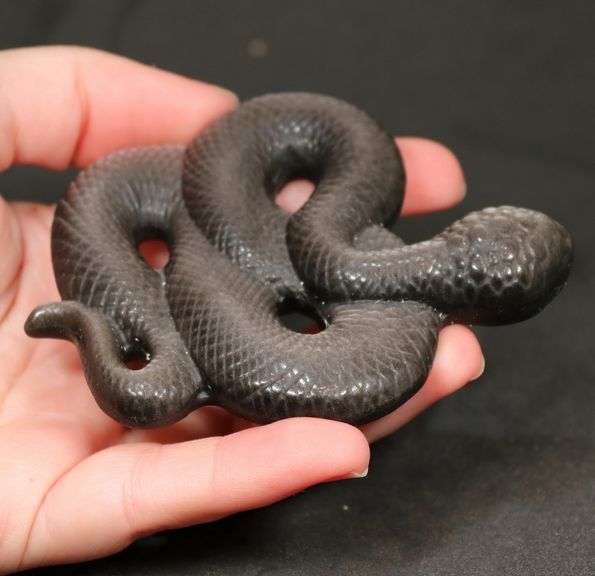 Shifting 365ct Obsidian Detailed Snake Carving