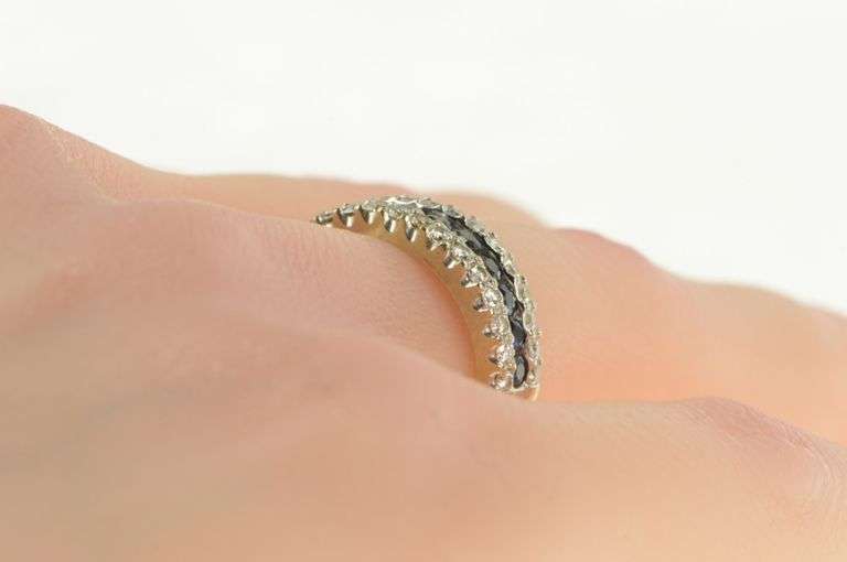 14K White Gold 1.80 Ctw Sapphire Diamond Wedding Band Ring