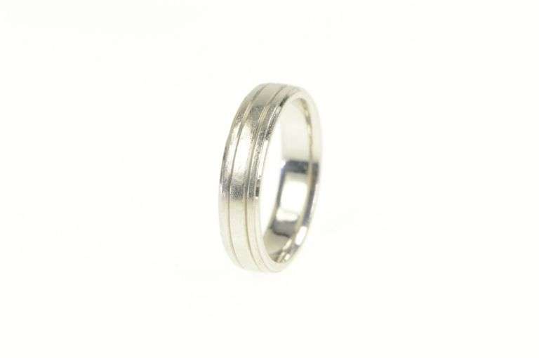 Platinum 5.0mm Grooved Simple Wedding Band Ring