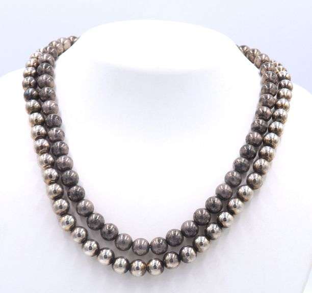 Group Lot of 2 Vintage 925 Sterling Silver Ball Chain Necklaces