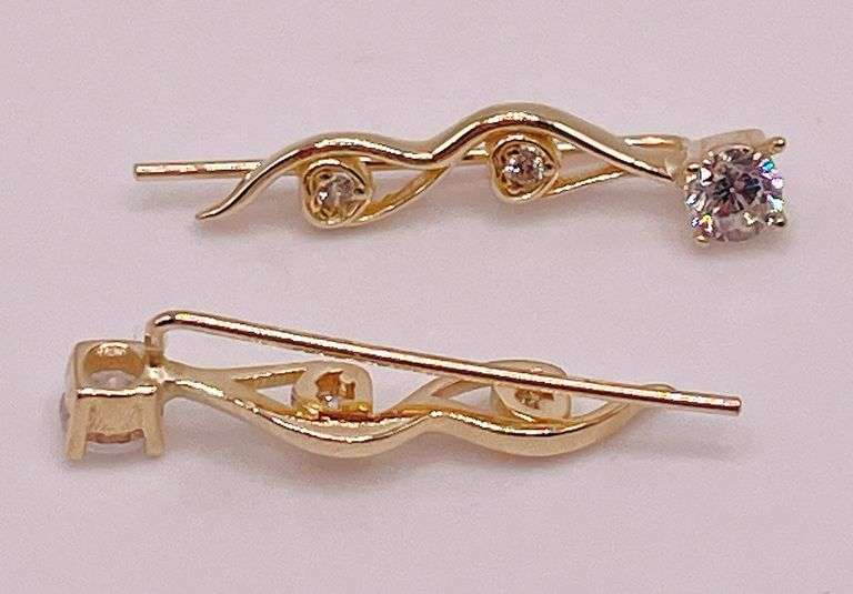14kt Solid Yellow Gold & Diamond Earrings