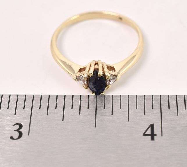 Adorable 14K Yellow Gold Sapphire and Diamond Ring