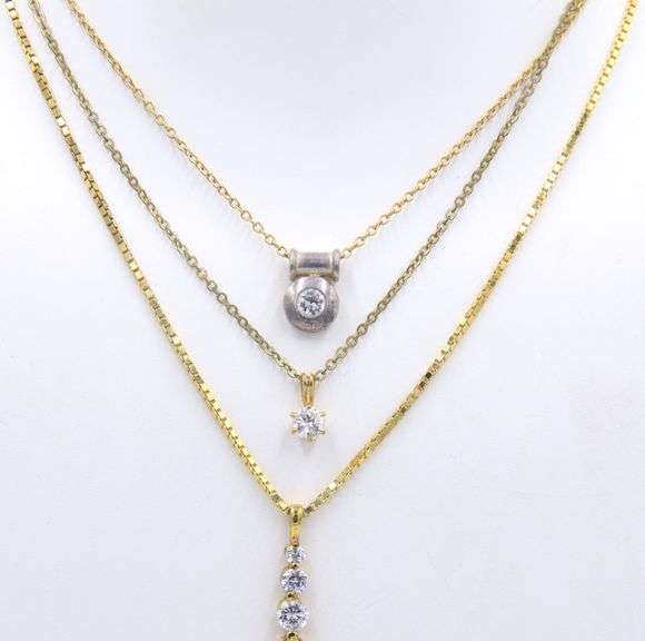 Group Lot of 3 Vintage 925 Sterling Silver Necklaces