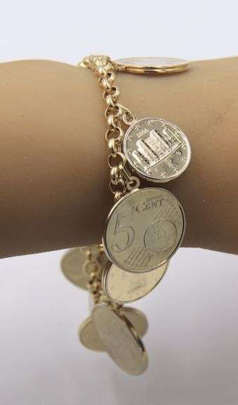 Majestic Yellow Gold Euro Coin Charm Bracelet