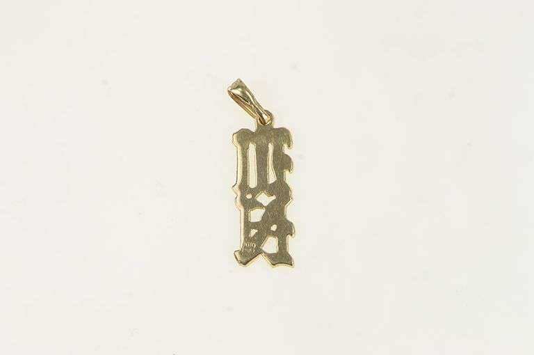 14K Yellow Gold M N Monogram Initial Letter Name Charm/Pendant