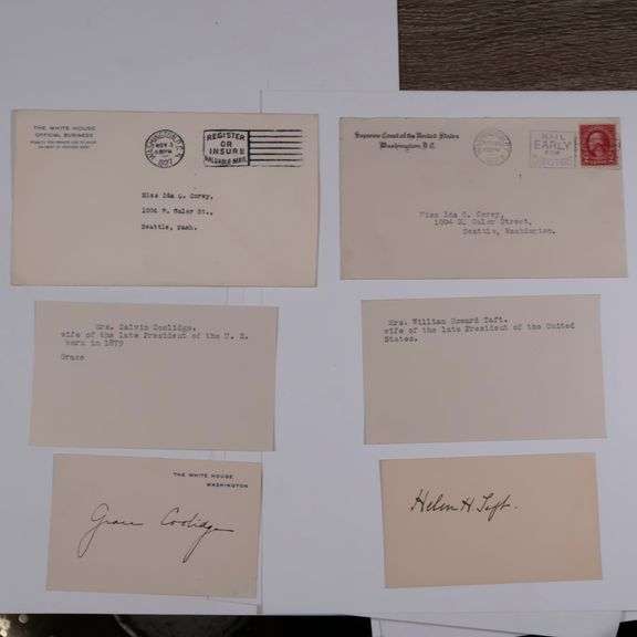 2 First Lady Autographs Taft & Coolidge