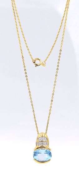 925 Sterling Silver Blue Topaz Pendant on Chain Necklace