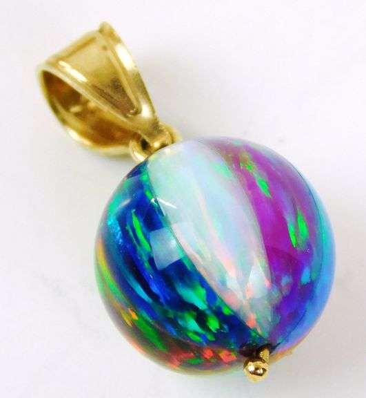 14K Multi-Colored Opal Beach Ball Pendant