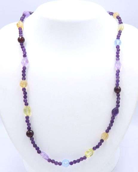 Fantastic Amethyst, Garnet, Blue Topaz and Citrine Necklace
