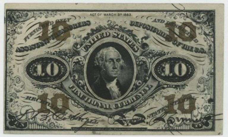 Super Crisp Unc 10 Cents 3rd Issue Fractional Currency note