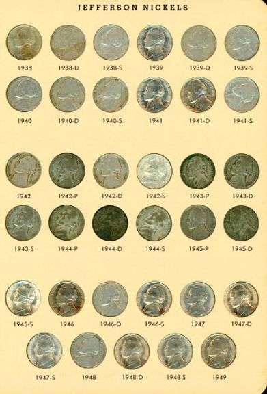 Album of 104 Jefferson Nickels 1938-2002 w/War Nickels