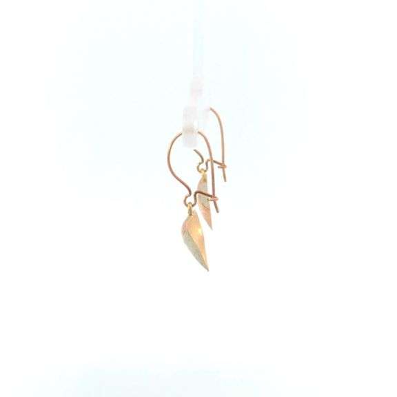 10K Yellow Gold High Relief Striped Heart Love Symbol Dangle Earrings