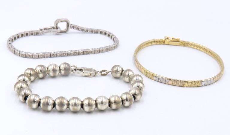 Group Lot of 3 Vintage 925 Sterling Silver Bracelets