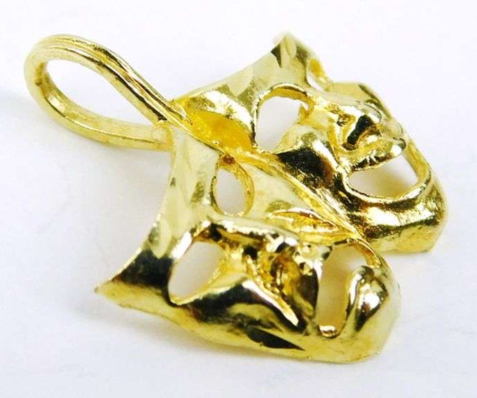 14K Yellow Gold Opera Mask Pendant
