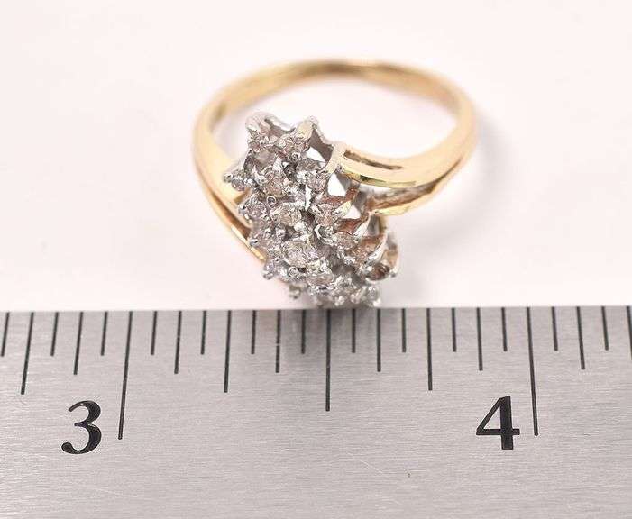 Alluring 14K Yellow Gold Diamond Waterfall Ring