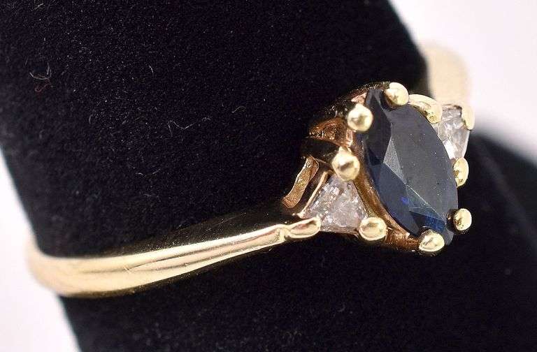 Adorable 14K Yellow Gold Sapphire and Diamond Ring