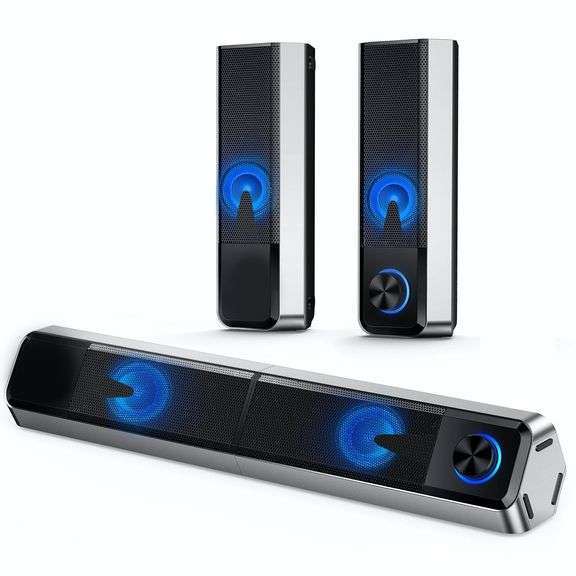 Bluetooth 5.0 Computer Speakers Colorful LED Lights"