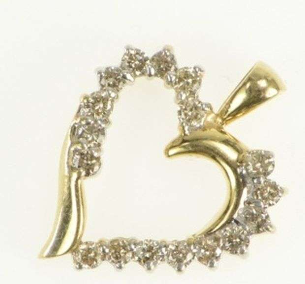 10K Yellow Gold 0.50 Ctw Diamond Curvy Heart Love Symbol Pendant