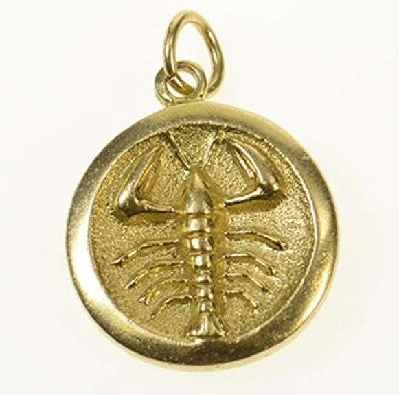 14K Yellow Gold Lobster Embossed Regeneration Symbol Charm/Pendant