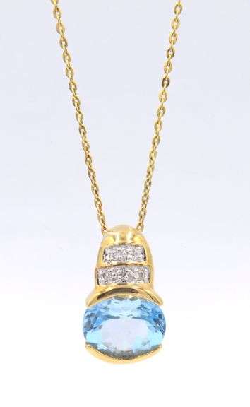 925 Sterling Silver Blue Topaz Pendant on Chain Necklace