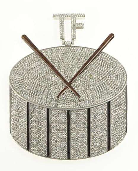Sterling Silver TF Pave Snare Drum Line Marching Band Pendant