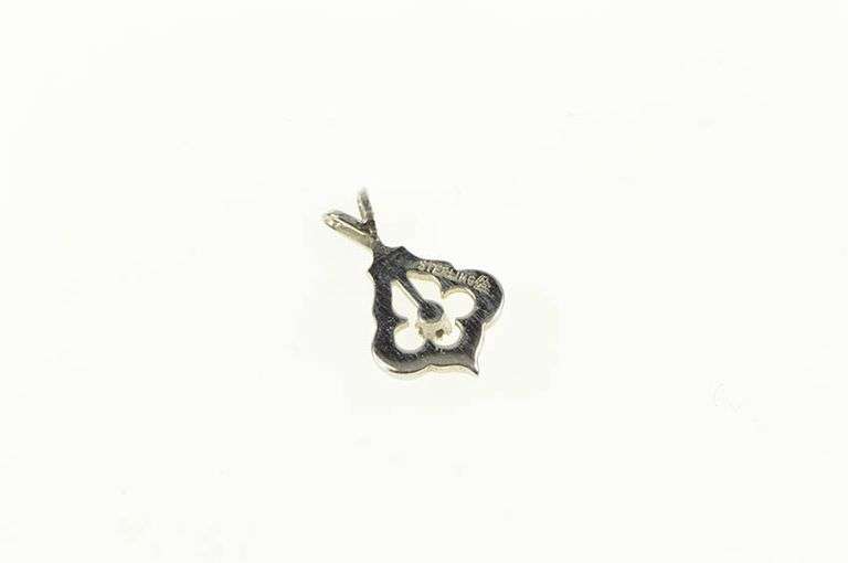 Sterling Silver Diamond Retro Ornate Damask Charm/Pendant