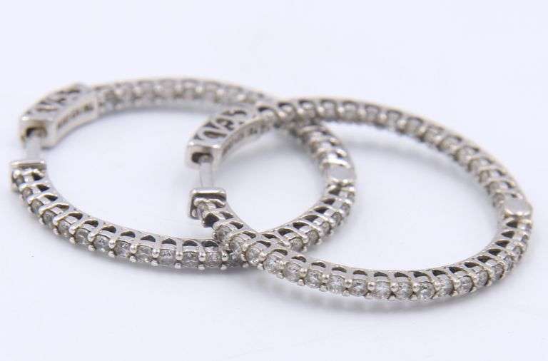 Set of 925 Sterling Silver Cubic Zirconia Pendant on Chain and Hoop Earrings