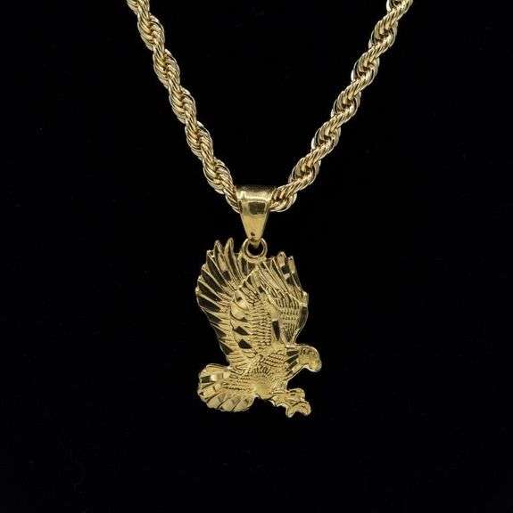 Awesome 14 Kt Gold  Plated Eagle Pendant And Chain