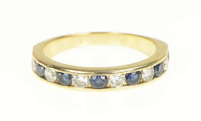 14K Yellow Gold 1.60 Ctw Sapphire Diamond Wedding Band Ring