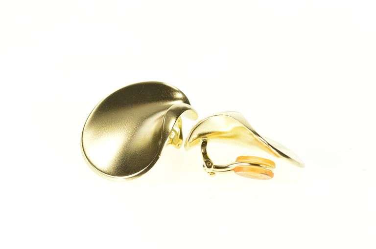 18K Yellow Gold Georg Jensen Designer Curvy Geometric Clip Earrings